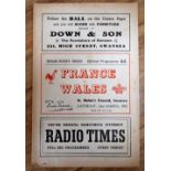 1952 Wales v France Rugby Programme: 12 pp standard pre-magazine issue from this Swansea clash won