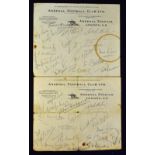 Late 1930’s Arsenal hand signed player autographs on official Arsenal letter headed paper,