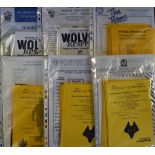 Wolverhampton Wanderers reserve football programmes 1992/93 to 1997/98 homes and aways, good