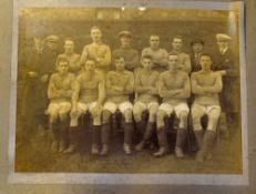 Early Football Sepia Photograph mounted to Albert Wilkes mount, team photograph, signs of speckled