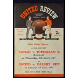 1952/1953 FA Youth Cup Manchester United v Barnsley football programme 5th round at Old Trafford,