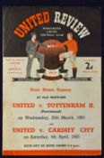 1952/1953 FA Youth Cup Manchester United v Barnsley football programme 5th round at Old Trafford,