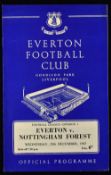 Postponed football programme 1965/1966 Everton v Nottingham Forest dated 29 December 1965 with a 7.