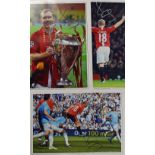 3x Signed Paul Scholes Football Prints depicting iconic Manchester United midfielder Paul Scholes,