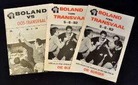 Boland (SA) Rugby Programmes 1980s: Pair of issues from Boland v Transvaal June 1982 and v East