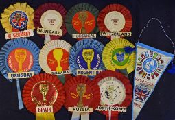 1966 World Cup Football Rosettes – to include W. Germany, Hungary, North Korea, Spain, Portugal,