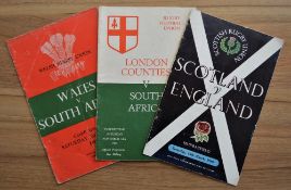 1960 Scots and Springboks Rugby Programme trio (3): Scotland v England, and also London Counties (