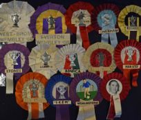 Assorted Football Rosettes to include ‘SKEM’, Blackpool, Manchester United, Sunderland, Benfica,