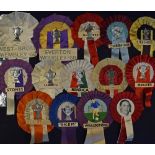 Assorted Football Rosettes to include ‘SKEM’, Blackpool, Manchester United, Sunderland, Benfica,