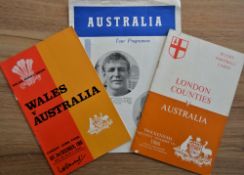 1966-7 Australian Wallabies UK Tour Programmes etc (3): The Aussies games against London Counties at
