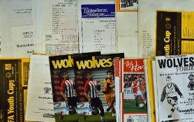 Wolverhampton Wanderers youth team football programme selection from 1983-2005 both home and