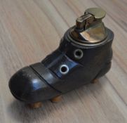 Vintage Model Rugby Boot Novelty Table Lighter: Approx 5” x 3” overall, shaped old style rugby