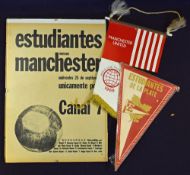 1968 Estudiantes v Manchester Utd b&w poster 8 ½” x 11 ½” approx., dated 25 September with the clubs