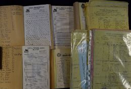 Manchester United official carbon copy team sheets as submitted to the league, all hand written