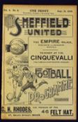 1900/1901 Sheffield Utd v Blackburn Rovers Division 1 football programme 15 September 1900 Good,