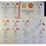 Selection of special dinner individual match menus for the Manchester United Champions League