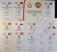 Selection of special dinner individual match menus for the Manchester United Champions League