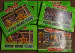 Collection of Subbuteo games including a club edition, each box has a different set of teams with