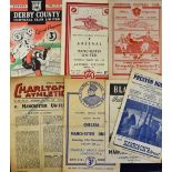 1948/1949 Manchester Utd football programme aways at Liverpool, Charlton Athletic, Chelsea,