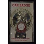 Manchester United car badge silver metal with enamel centre insert ‘The Red Devils’ with the wording