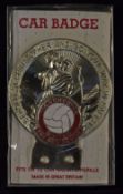 Manchester United car badge silver metal with enamel centre insert ‘The Red Devils’ with the wording
