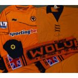 1970s Wolverhampton Wanderers - short sleeved, size L Derek Parkin autograph, plus 2011/2012