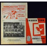 1963/1964 FA Youth Cup Finals Manchester United v Swindon Town football programme 30 April 1964