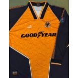 1996-1998 Wolverhampton Wanderers Home Football Shirt a long sleeve shirt with No.11 to the reverse,