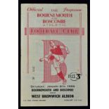 1954/1955 Bournemouth & Boscombe v West Bromwich Albion, FA Cup 3rd round football programme.