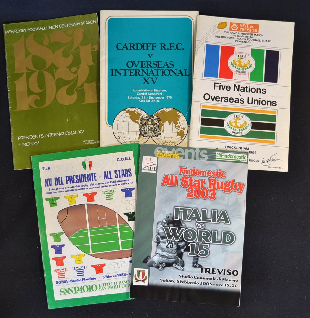 Interesting collection of Overseas Invitation Rugby Programmes from 1974 onwards – to incl 1974