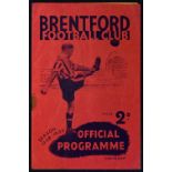 1938/1939 Brentford v Manchester Utd Div. 1 league football programme at Griffin Park 17 December