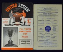 1958/1959 FA Youth Cup semi-finals Blackburn Rovers v Manchester United football programme 8 April