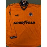 1998-2000 Wolverhampton Wanderers Allan Nielsen Match Issue Home Football Shirt a long sleeve