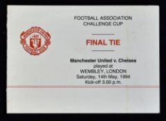 1994 Manchester United itinerary for Chelsea FA Cup Final 14 May 1994 official staff party.