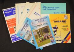 Metropolitan Police Rugby Programmes (10): Selection of Met Police homes or aways, formerly the