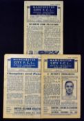 Selection of war-time Manchester City home football programmes 1944/45 Bury, Huddersfield Town,