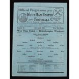 1945/1946 West Ham Utd v Wolverhampton Wanderers Football League South football programme 13 April