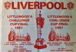 Liverpool banner approx. 1.0metre x 0.7 metre 1987 Littlewoods Challenge Cup Final at Wembley -