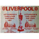 Liverpool banner approx. 1.0metre x 0.7 metre 1987 Littlewoods Challenge Cup Final at Wembley -