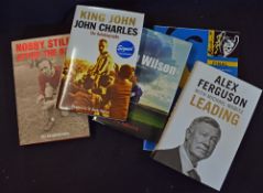 Selection of Signed Football Books to include Alex Ferguson, Bob Wilson, John Charles, Nobby Stiles,