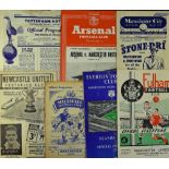 Manchester United away football programmes to include 1951/52 Tottenham Hotspur, Fulham, 1952/53,
