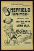 1900/1901 Sheffield Utd v Coalville Town Midland League football programme 17 November 1900 at