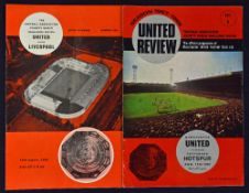 1965 and 1967 Charity Shield football programmes Manchester Utd v Liverpool 1965 and v Tottenham