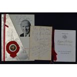 1971 Dinner to commemorate Matt Busby’s 25 years service to Manchester United, menu & toast list and