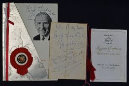 1971 Dinner to commemorate Matt Busby’s 25 years service to Manchester United, menu & toast list and