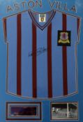 Aston Villa Signed Peter McParland Football Shirt and Display - A retro 1957 Aston Villa FA Cup