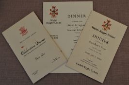 1970s-1980s Welsh Rugby Union Dinner Menus (3): Trio in excellent condition, from the dinners