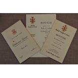 1970s-1980s Welsh Rugby Union Dinner Menus (3): Trio in excellent condition, from the dinners