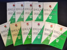 England Rugby Programmes v Ireland 1960-1980 (11): Great run of the similarly-styled Twickenham