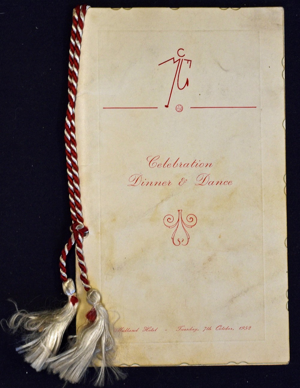 1951/1952 Manchester Utd First Division Champions celebration dinner & dance menu held at the